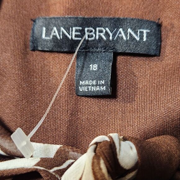 Lane Bryant Dress Long Sleeve Fit Flare Chiffon Fall‎ Brown Twee Cottage 18 1X - Picture 9 of 16